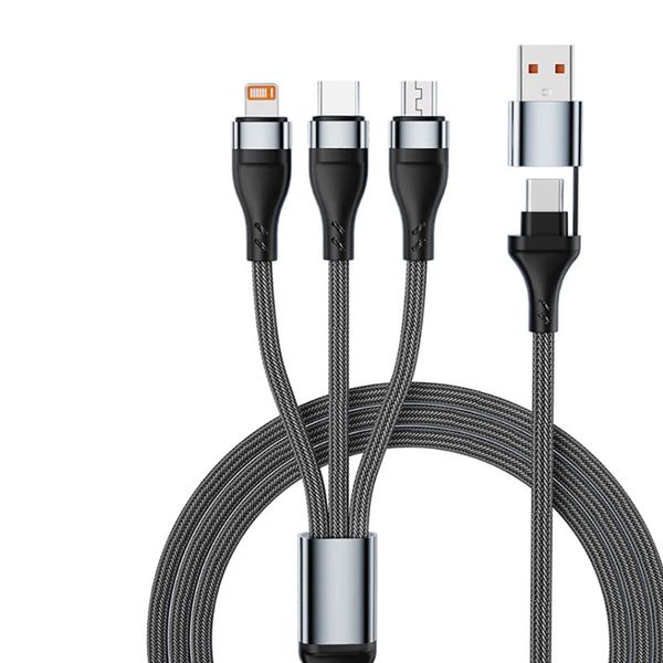 3-in-2 Fast Charging Cable Compatible with iPhone Micro USB Type-C 1.2M