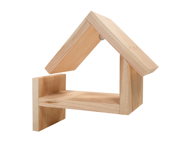 Bird Feeder House Natural Wood