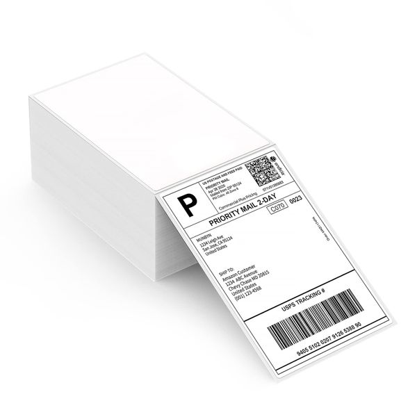 Pack of 500,Phomemo Thermal Direct Shipping Labels (4x6 Per Fanfold Labelsz)