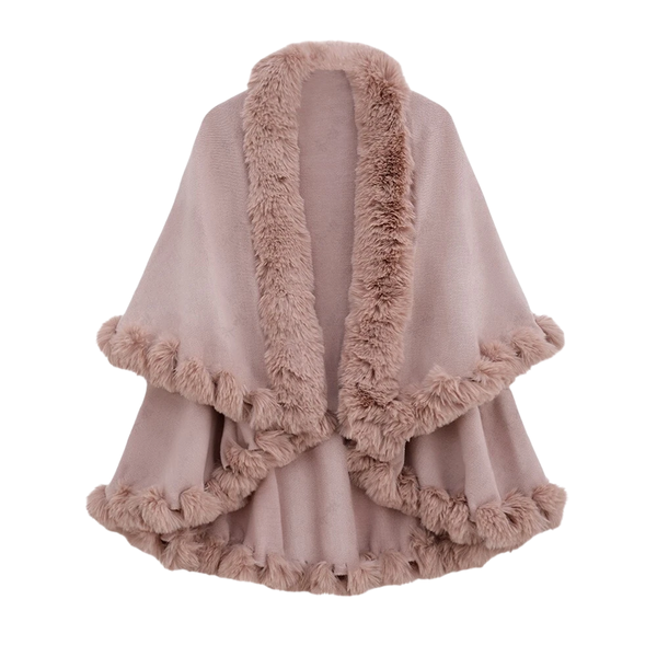 Retro Style 1950s Fox Fur Collar Double Layer Cape Shawl