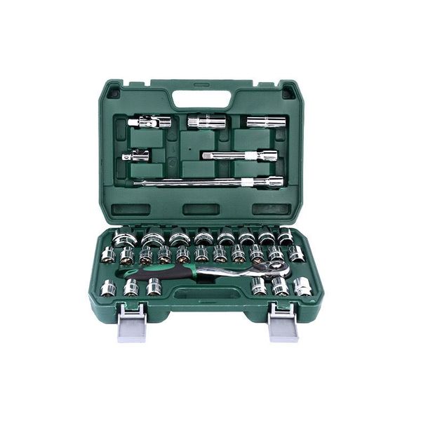 Chrome Steel Ratchet Wrenches Socket Tool Box Set For Mechanic 32PCS