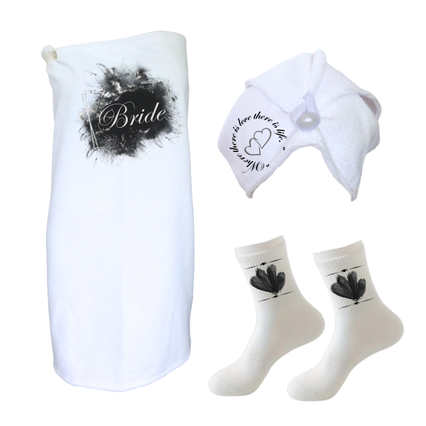 Bride/Wedding Gift-Wrap,Hair Towel&amp;Non-Slip Socks-Faith Over Fear