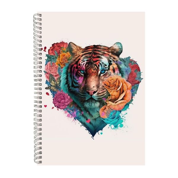 Tiger 4 Watercolor Heart Notebook Animal Gift Idea Notepad Pad 118