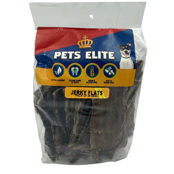 Pets Elite Jerky Flats Small (Pack of 25) - Natural Beef Chews