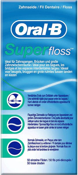 Oral B SuperFloss Super Dental Floss for Braces Bridges
