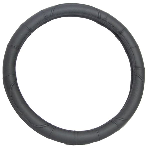 ACA - Genuine Leather Steering Wheel Cover - Black