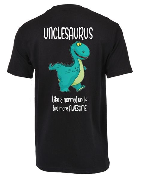 Unclesaurus Men's Black Double-sided Print T-Shirt