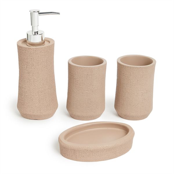 G&amp;M Contemporary 4 Piece Khaki Resin Bathroom Set
