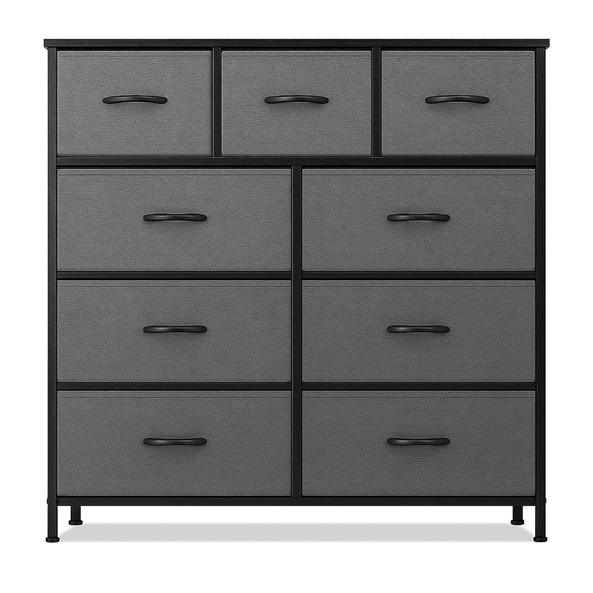 LASA 9-Tier Fabric Storage Cabinet Dark Grey with Metal Frame