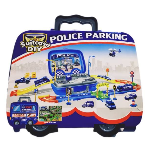 Kids Police Parking Suitcase with Cars - DIY
