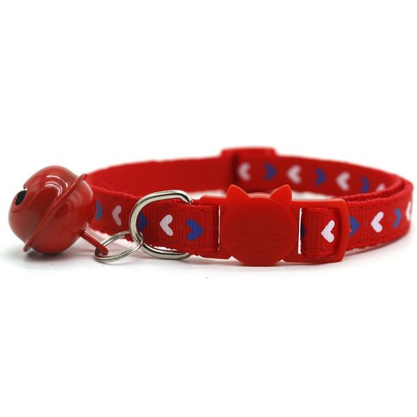 2pc Red Cat Collar with Bell &amp; Heart Design - Adjustable &amp; Safe