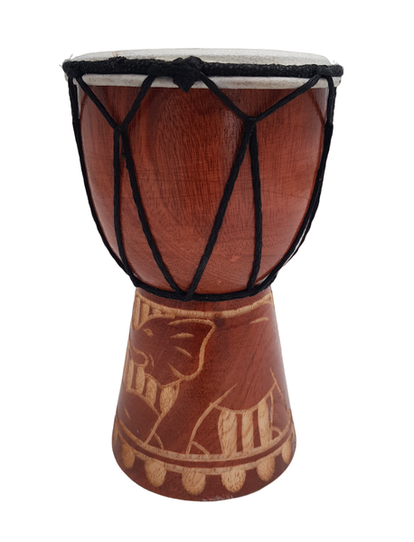 Mini Djembe Hand/Finger Drum - Hand Carved - Elephant - 15cm