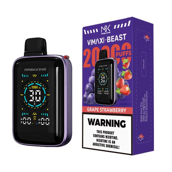 Vimaxi 20000 Puffs Disposable Vape Full Screen Display Strawberry Grape
