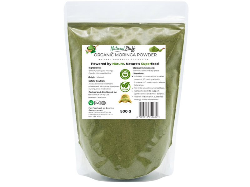 Natural Stuff Organic Moringa Powder 500g - Vitality &amp; Wellness Support