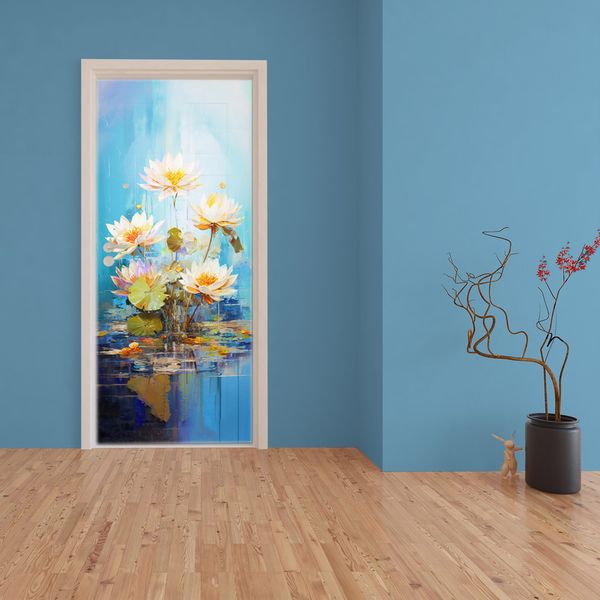 Water Flowers Abstract Door Decoupage