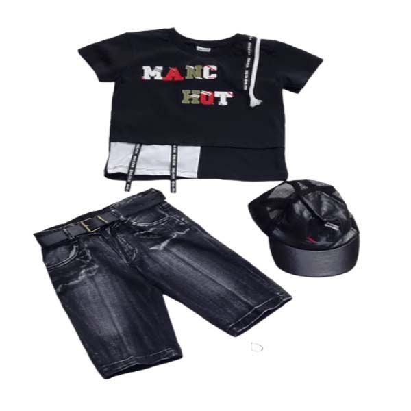 Little People Shop: Boys Black Denim knee length Shorts - Shorts set