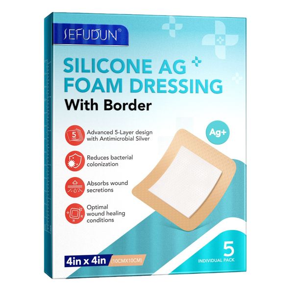 Silicone Foam Dressing Silver Ag+ Sterile Wound Bandage-Waterproof Absorben