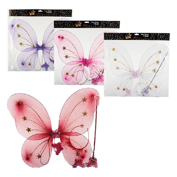 Princess Secret Fairy Wings &amp; Wand Assorted Colours (4 Pack)