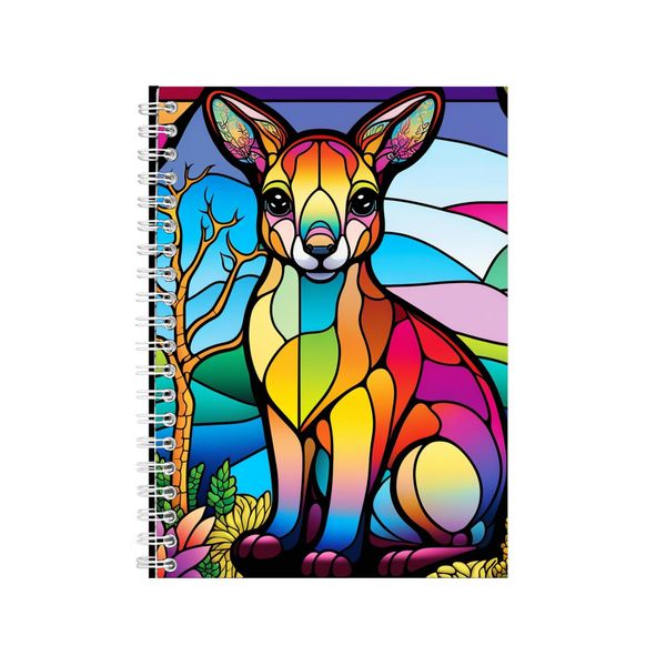 Chibi Kangaroo Stained Glass Notebook Animal Gift Idea A4 Notepad Pad 89