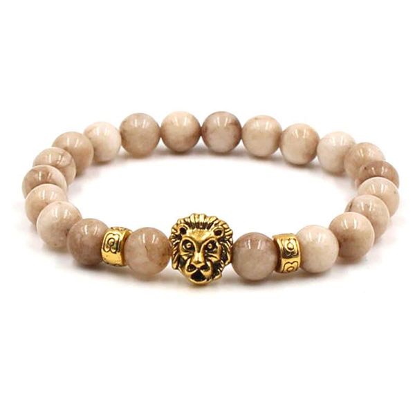 Argent Craft Natural Colored Moonstone Bracelet with Lion Head - Gold