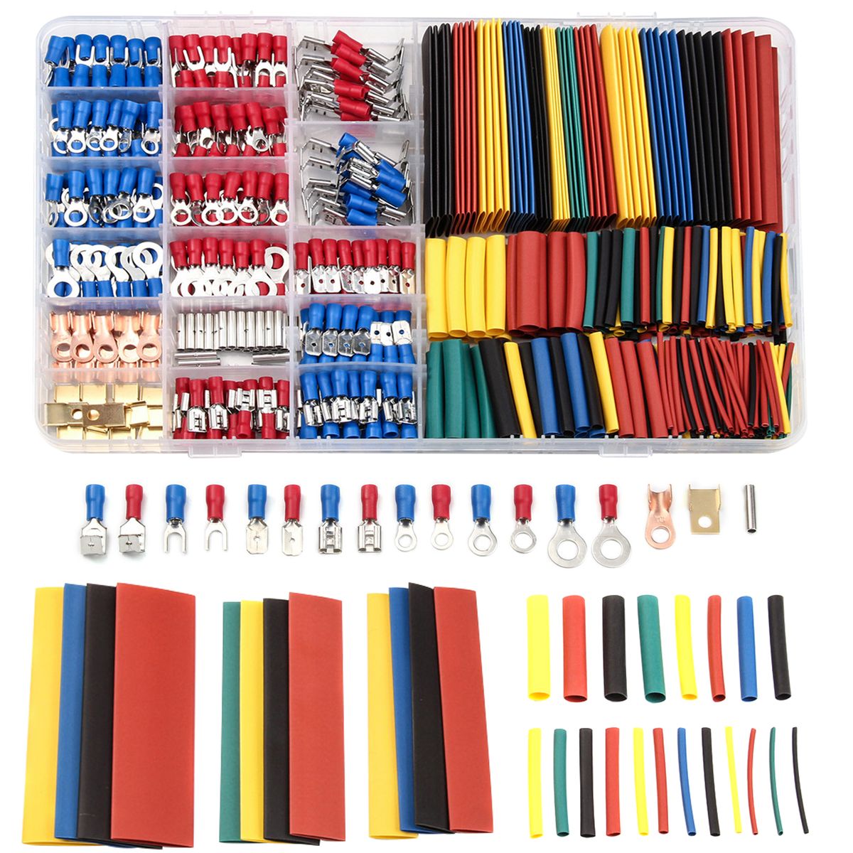 350pc Cold Crimping Terminal & 328pc Heat Shrinkable Tube Cable Repair Kit