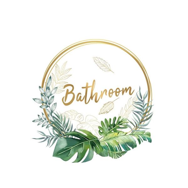 Bathroom Door Sign Self-Adhesive Floral Sticker For Bathroom/Toilet