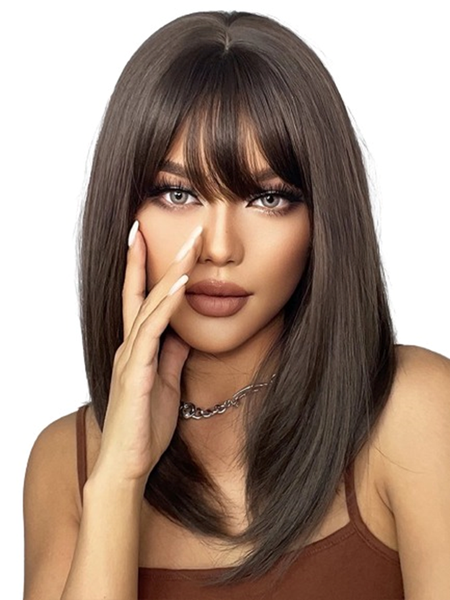 Short Straight Synthetic Wig With Fringe