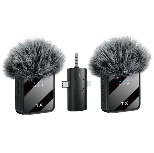 Dual Wireless Lavalier Microphones For iPhone/ Camera/ Android Devices-(GC)