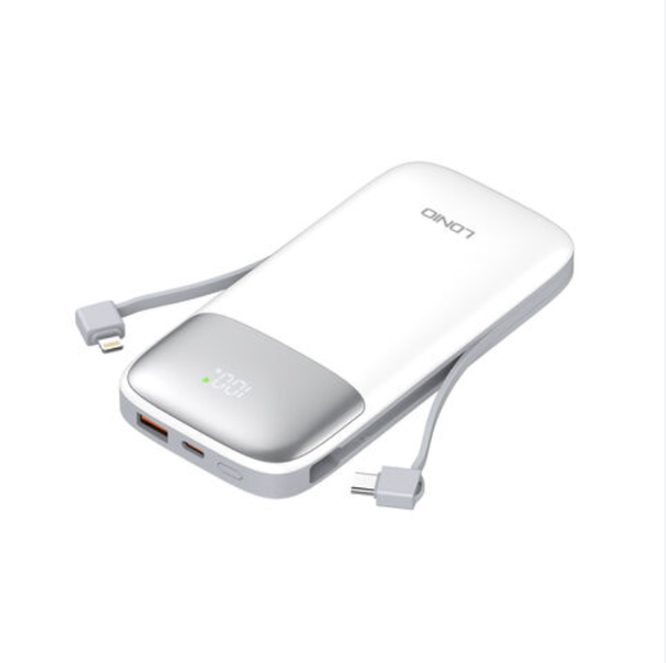 LDNIO 10000mAh Power Bank with Charging Cables