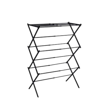 Black Foldable Expandable -No Installation Drying Rack with 11 Bars-3 Tiers Image
