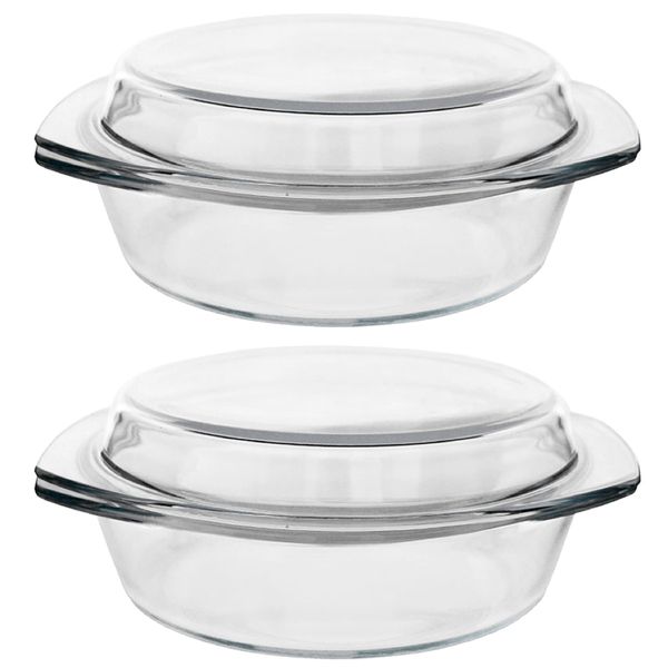 Home Glass Casserole Dish With Lid Set of 2