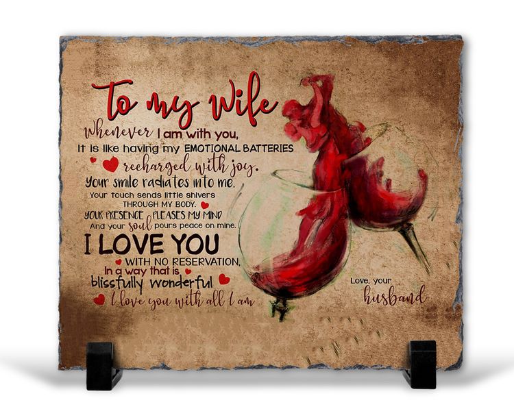 To My Wife RED WINE Birthday Christmas Anniversary Gift SH-03 Rock Slate