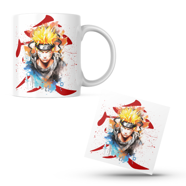 Naruto Themed Printed Coffee Cup and Coaster Set