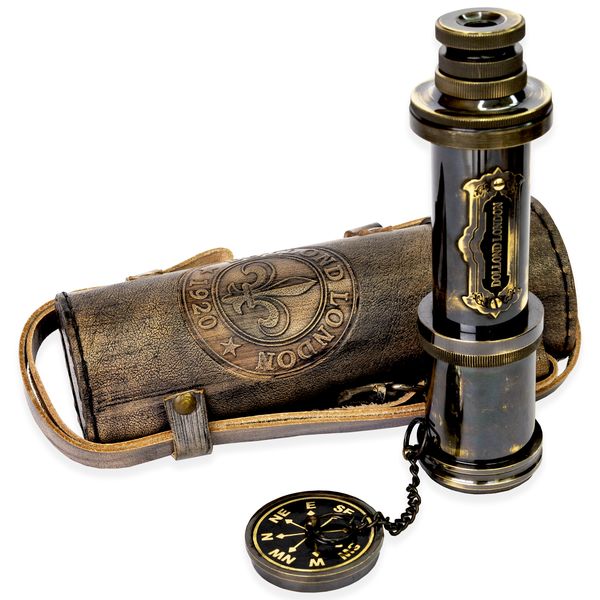 Dolland London 1920 Solid Brass with Leather Case, Antique finish Vintage
