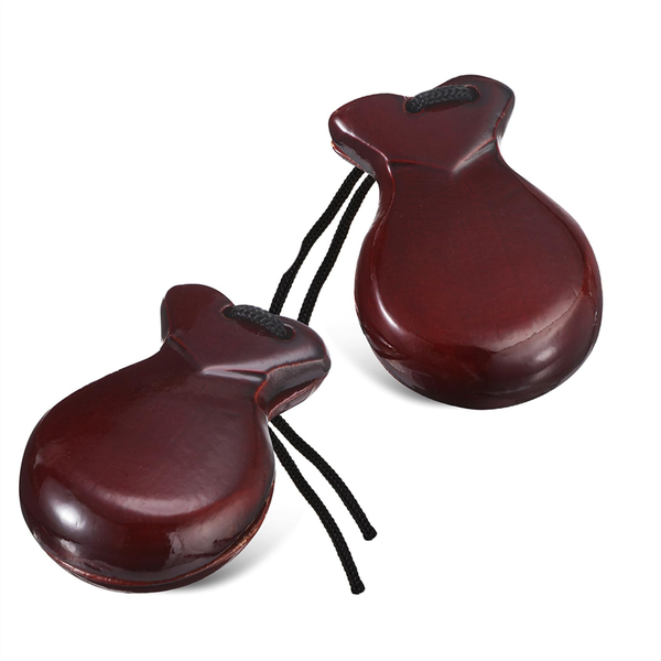 1 Pair Spanish Castanets Wood Hand Percussion Castanets(Brown)