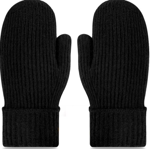 Winter Acrylic Fiber Fleece Gloves, Warm Stretch Knit Mittens