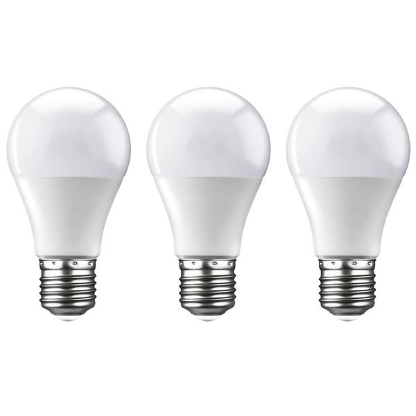 9W E27 (screw on) LED Bulbs in 6500K Cool White - 3 Pack