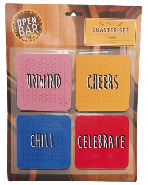 4 Piece Coaster Set - Open Bar
