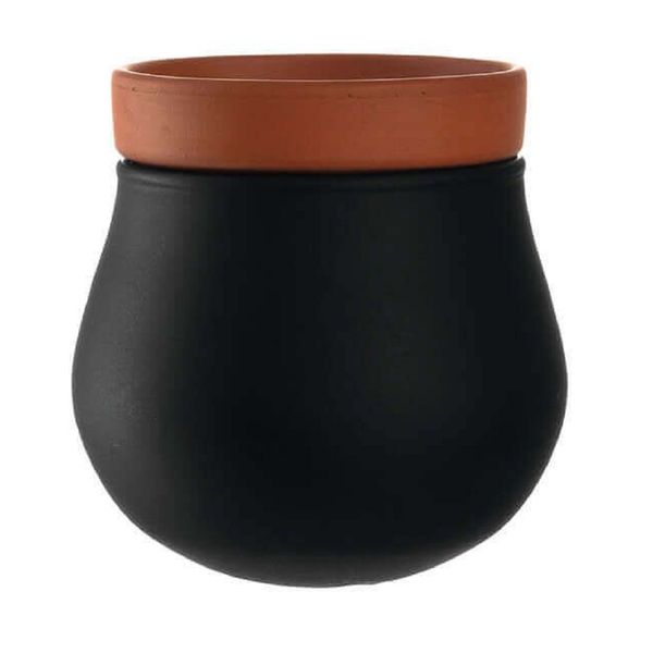 Leonardo Plant Pot Planter Black with Pot Insert SERRA Small – 2 Pieces