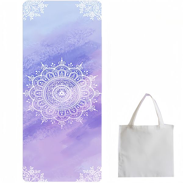 Natural Rubber Yoga Mat Non Slip Printing Fitness Mat with Carry Bag