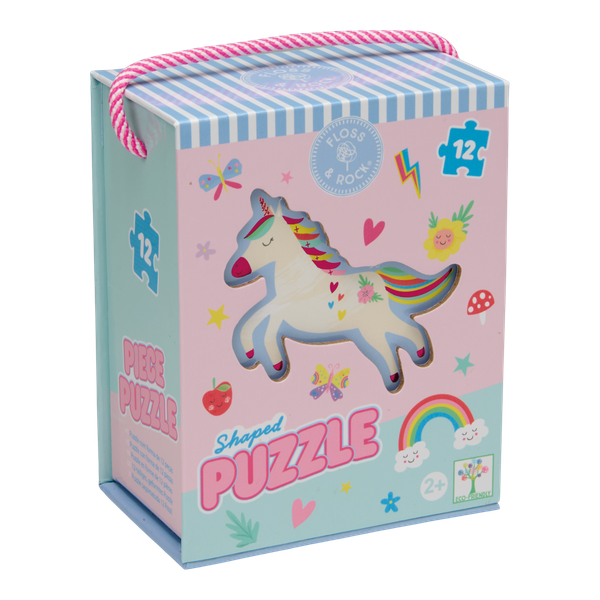 Floss &amp; Rock 12 Piece Shaped Puzzle Rainbow Unicorn