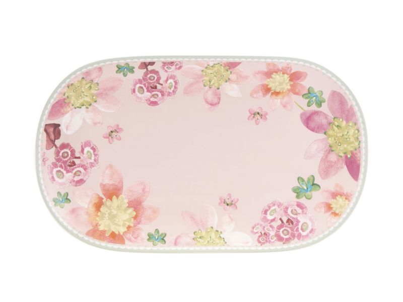 MW Primula Oval Platter 37x23cm Pink Gift Boxed