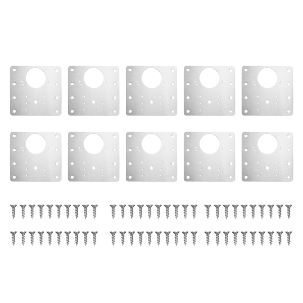 10Pcs Cabinet Hinge Repair Plate Kit With Holes Flat Fixing Brackets
