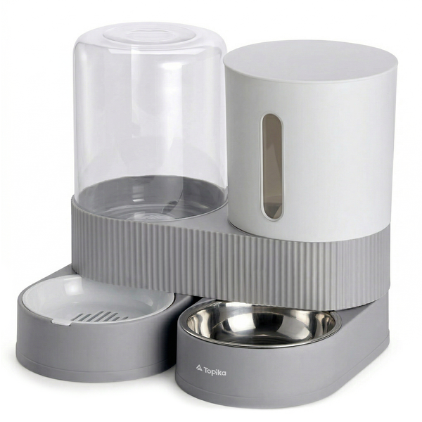 Topika Auto Cat Feeder Gravity Cat Food and Water Dispenser Set