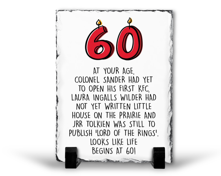 60 By Your Age 60th Birthday Gift Rock Slate