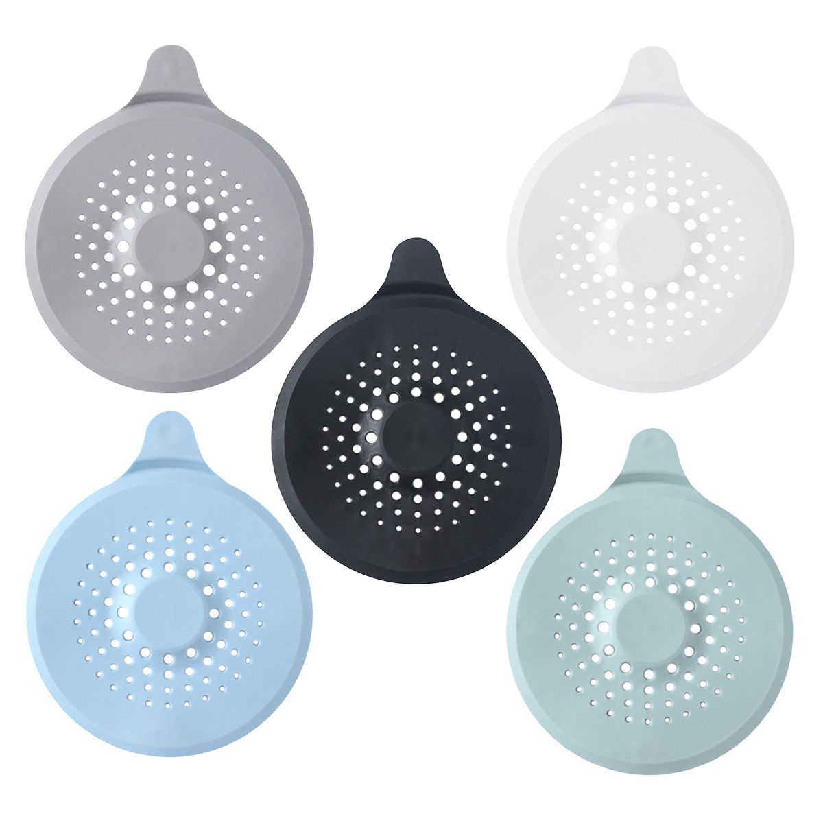Silicone Drain Hair Catcher, Kitchen Sink Strainer Set of 5