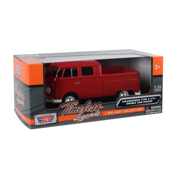Motormax 1:24 Scale Volkswagen Type 2 -T1 - Double Cab Pickup - Red