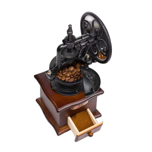 Manual Coffee Cabinet Classic Wooden Hand Wrought Iron Retro Manual Coffee