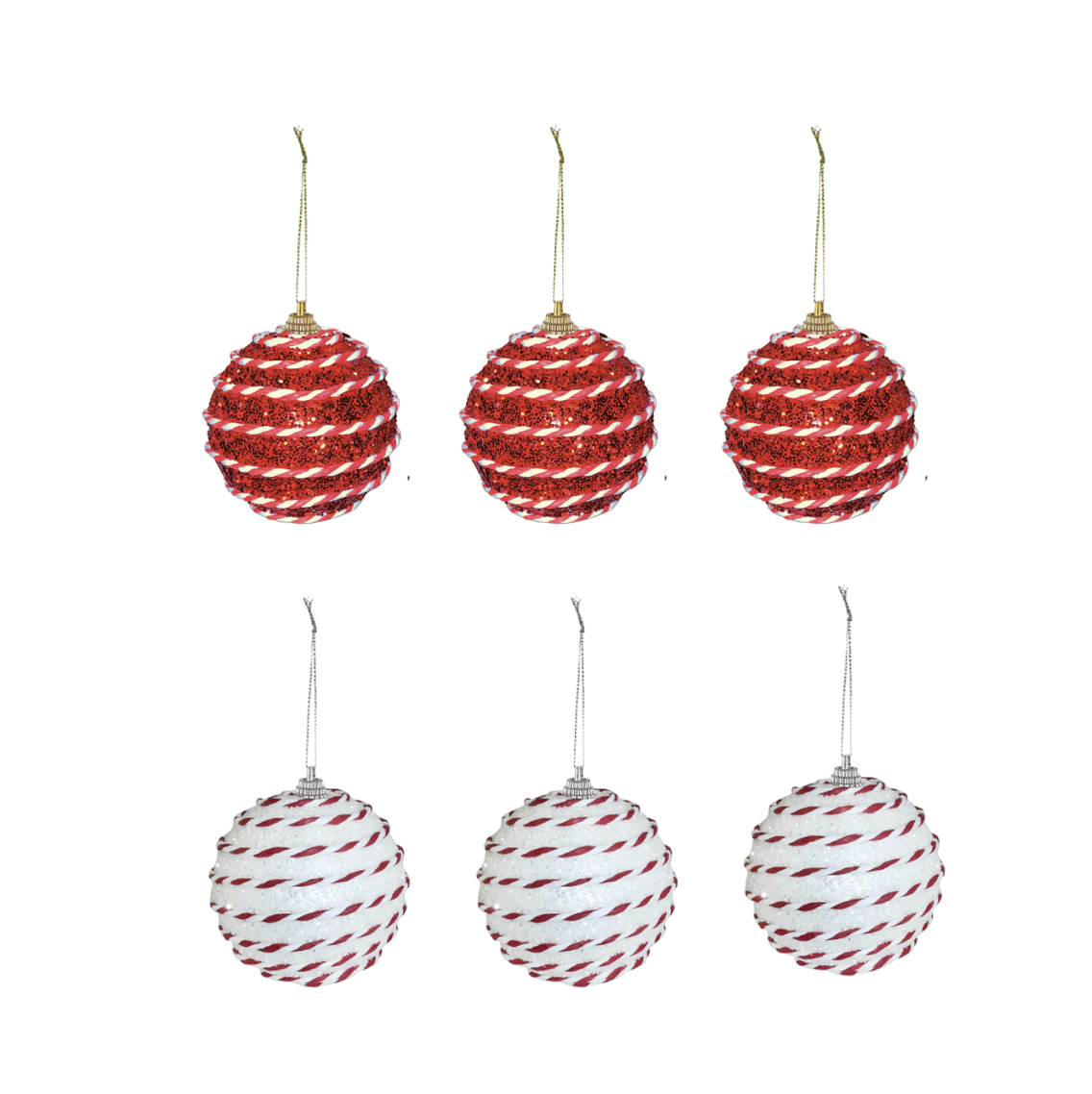 Large Glitter Bauble Christmas Tree Decorations - 6 Pack Mixed | Shop ...