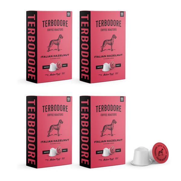 Terbodore Hazelnut 40 Coffee Capsules for Nespresso &amp; Caffeluxe